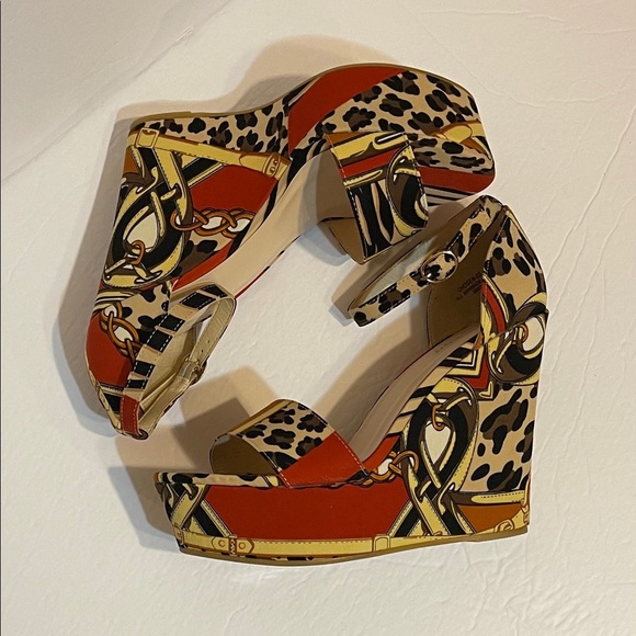 Multi Print Wedge Heel Sandals - Picture 6 of 12